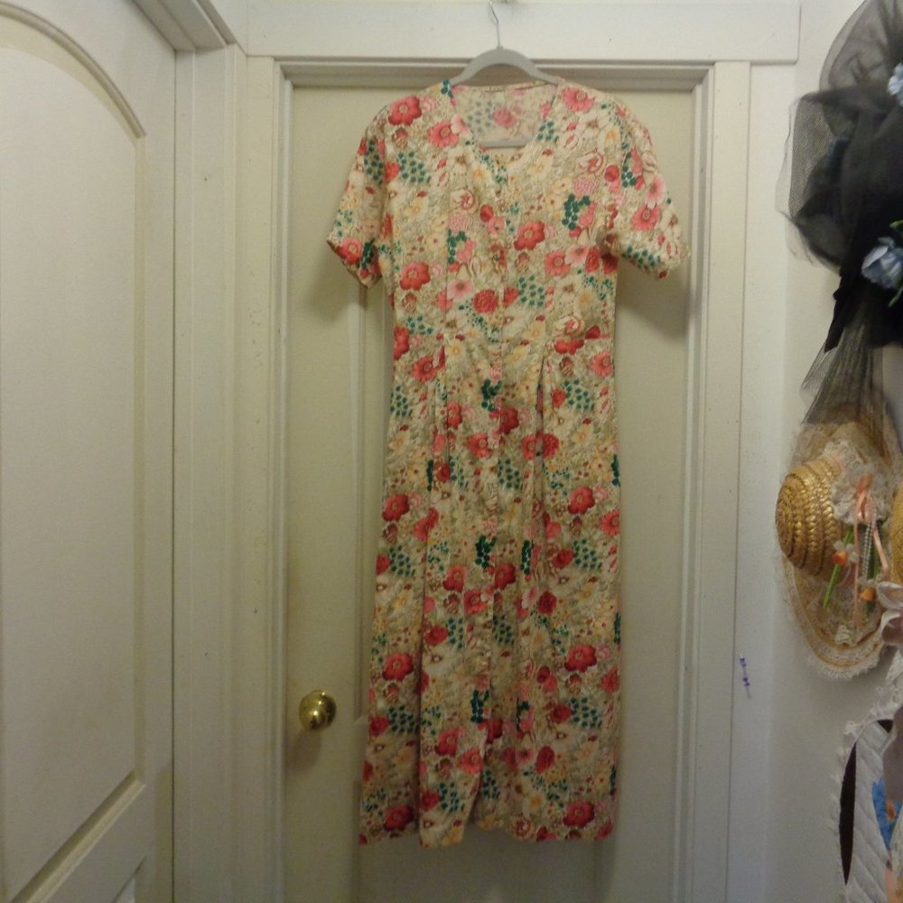 90S FLORAL MAXI DRESS ,M